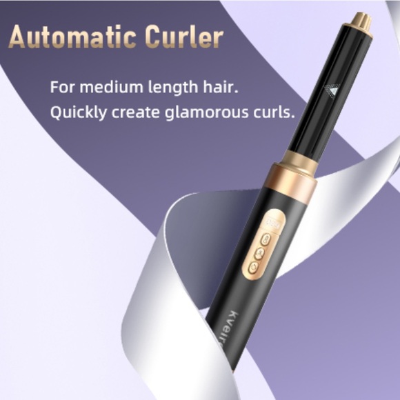 NEW! 6 in 1 Hot Air Brush & Hair Dryer with Auto Wrap Curlers Black Gold - Picture 6 of 15